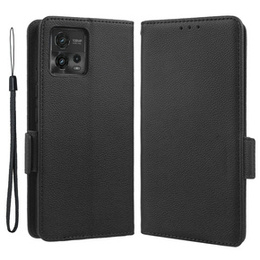 Θήκη με πτερύγιο για Motorola Moto G72, Wallet Litchi Magnet, μαύρη