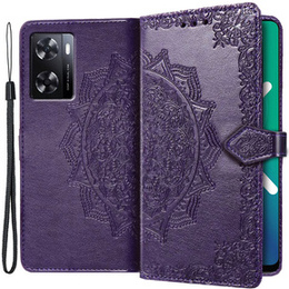 Θήκη με πτερύγιο για Oppo A57s, Mandala, μωβ