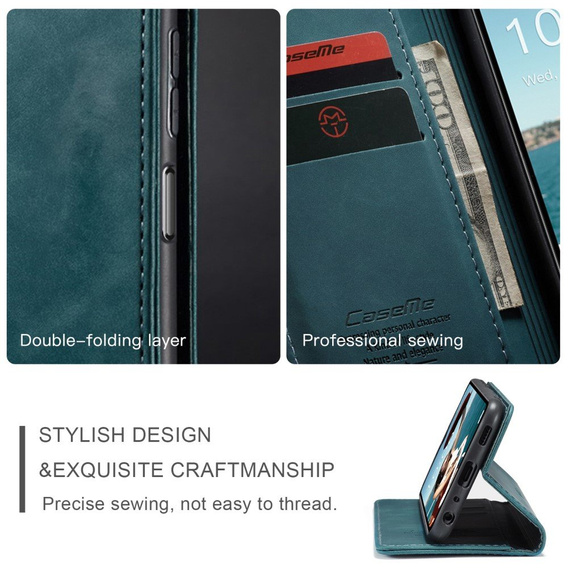 θήκη CASEME για Samsung Galaxy A12 / M12 / A12 2021, Leather Wallet Case, μπλε