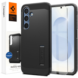 θήκη Spigen για Samsung Galaxy S25, Tough Armor Mag Mag MagSafe, μαύρη + μετριασμένο γυαλί 9H