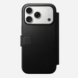 Θήκη Nomad για iPhone 17 Pro, Μοντέρνα δερμάτινη θήκη Folio, μαύρο