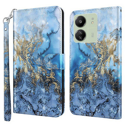 Θήκη με πτερύγιο για Xiaomi Redmi 13C / Poco C65, Wallet, Marble μπλε