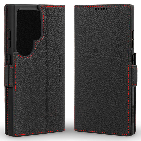 Δερμάτινη θήκη για Samsung Galaxy S25 Ultra, ERBORD LeatherWallet, μαύρη