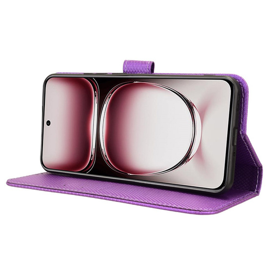 Θήκη με πτερύγιο για Oppo Reno 12, Wallet Smart Magnet, μωβ