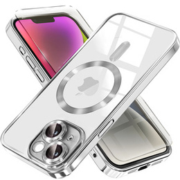 Θήκη για iPhone 14, Electro MagSafe, ασημένια + Γυαλί για την οθόνη