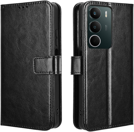 Θήκη με πτερύγιο για Realme C71, Crazy Horse Wallet, μαύρη