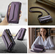 θήκη CASEME για Samsung Galaxy A55 5G, RFID Leather Wallet, με λουράκι ώμου, μωβ