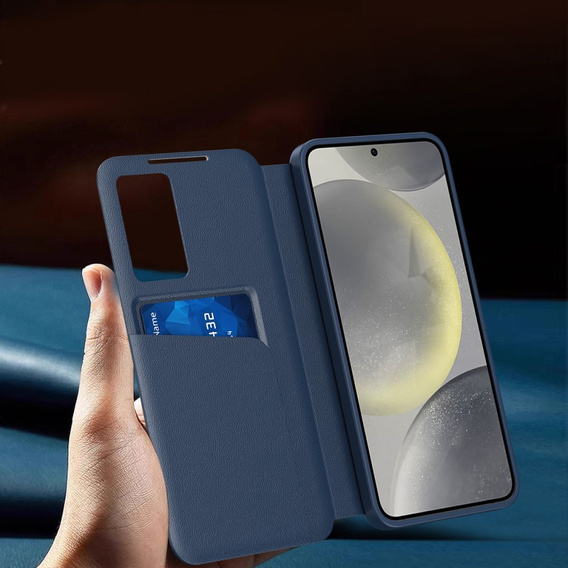 Αναδιπλούμενη θήκη για Samsung Galaxy S25, Smart View Wallet, μπλε