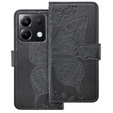 Θήκη με πτερύγιο για Xiaomi Poco X6 5G, Butterfly, μαύρη