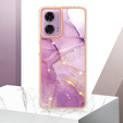 Προστατευτική θήκη για Motorola Moto G24 / G24 Power / G04, Marble Slim Case, μωβ