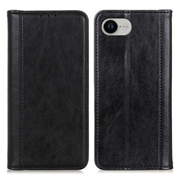 Θήκη για Iphone 16E, Wallet Litchi Leather, μαύρη