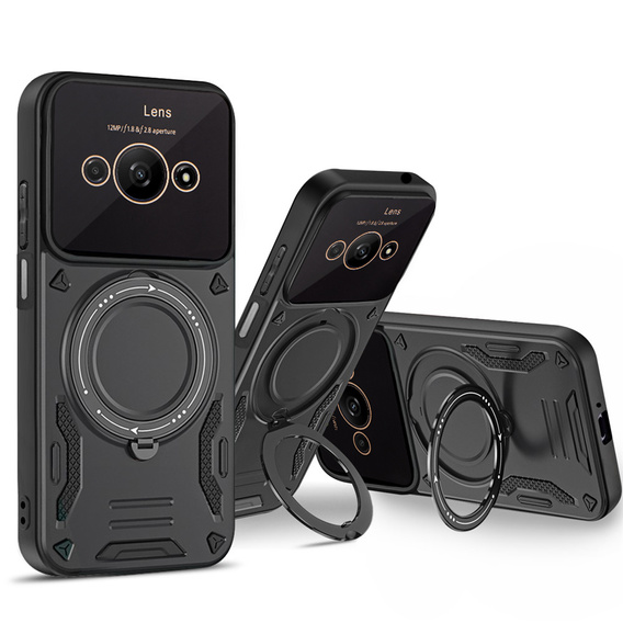 Θωρακισμένη θήκη για Xiaomi Redmi A3, Magnetic Ring, μαύρη