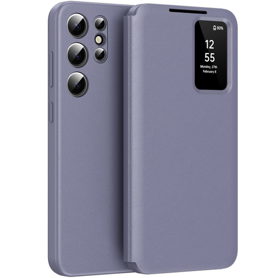 Αναδιπλούμενη θήκη για Samsung Galaxy S22 Ultra, Smart View Wallet, μωβ