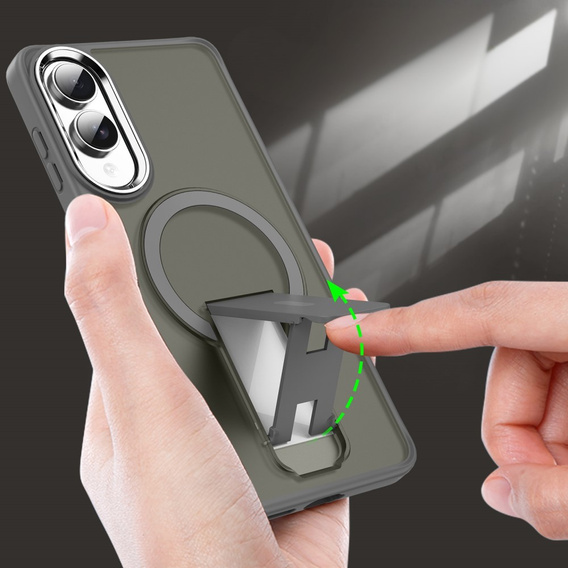 Θήκη για Samsung Galaxy S25 Edge, Kickstand Matt Case, για MagSafe, γκρι τιτάνιο