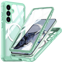 Θήκη για Samsung Galaxy S25 FE, Shockproof, με γυαλί, για MagSafe, πράσινη