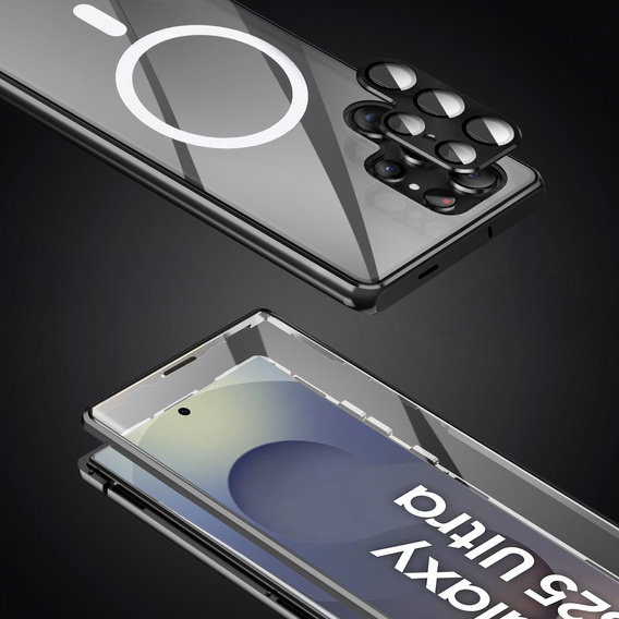 Μαγνητική θήκη MagSafe Dual Glass για Samsung Galaxy S25 Ultra, μαύρη