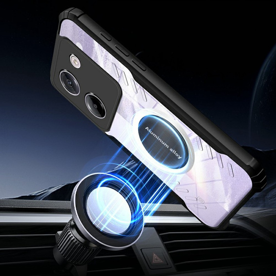 Θήκη για Xiaomi Poco M7 Pro 5G, με μαγνητική πλάκα, διαφανής / μαύρη