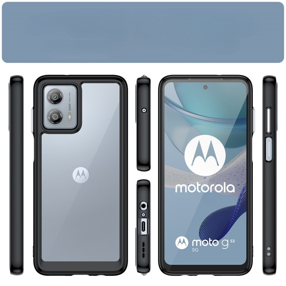 Θήκη για Motorola Moto G53 5G, Fusion Hybrid, διαφανής / μαύρη