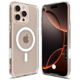 Θήκη ERBORD MagSafe για iPhone 16 Pro, ενεργό κουμπί, διαφανής + Γυαλί για την οθόνη