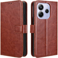 Θήκη με πτερύγιο για Xiaomi Redmi Note 14 4G, Crazy Horse Wallet, καφέ