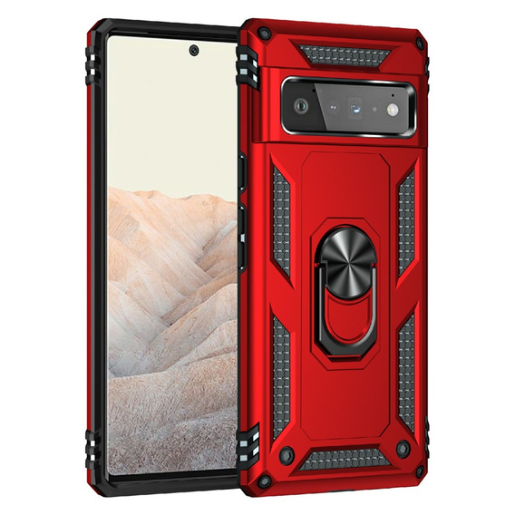 θωρακισμένη θήκη για Google Pixel 6 Pro, Nox Case Ring, κόκκινη