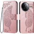 Θήκη με πτερύγιο για Xiaomi Poco F7 Pro, Butterfly, ροζ rose gold