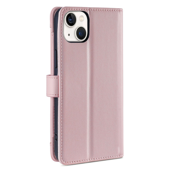 Θήκη με πτερύγιο για iPhone 15, Wallet Zipper Pocket, ροζ