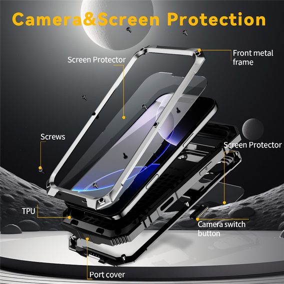 Θήκη R-JUST με βάση και ενσωματωμένο γυαλί για iPhone 17 Pro