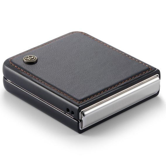 Θήκη για Samsung Galaxy Z Flip7 FE / Z Flip6, CASEME Litchi Leather, μαύρη