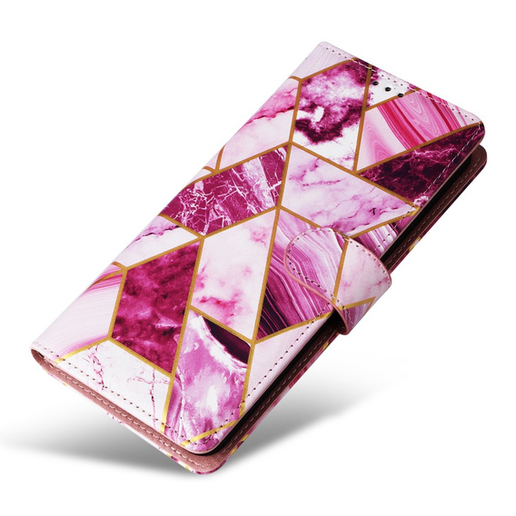 Θήκη με πτερύγιο για Xiaomi Redmi Note 13 Pro 4G / Xiaomi Redmi Note 14S / Xiaomi Poco M6 Pro 4G, Wallet, Marble μωβ