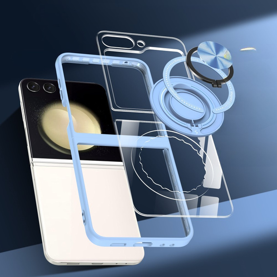Θήκη για Samsung Galaxy Z Flip7 FE / Z Flip6, Corners Dropproof, για MagSafe, διαφανής / μπλε