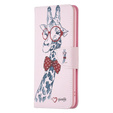 Θήκη με πτερύγιο για Motorola Moto G54 5G, Wallet, giraffe, ροζ