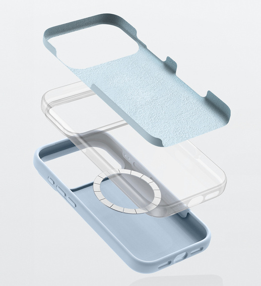 Θήκη σιλικόνης για iPhone 17 Pro, για MagSafe, αντικραδασμική, μπλε