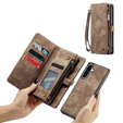 CASEME θήκη για Samsung Galaxy A56 5G, Retro Leather Wallet, με λουράκι, καφέ