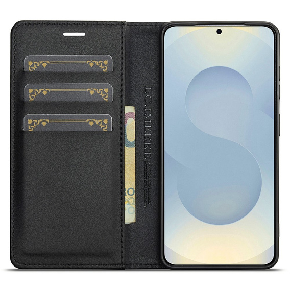 Θήκη με πτυσσόμενο καπάκι LC.IMEEKE Carbon για Samsung Galaxy A57 5G, μαύρη