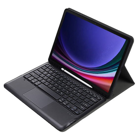 Θήκη + πληκτρολόγιο Samsung Galaxy Tab S9+, Leather Pen Slot TouchPad, μαύρη