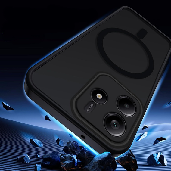 Θήκη για Xiaomi Redmi Note 14 5G, για MagSafe, ERBORD Μatt Case, μαύρη + Γυαλί οθόνης