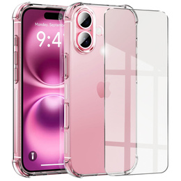 Θήκη για iPhone 16 Plus, Erbord Dropproof, διαφανής + γυαλί