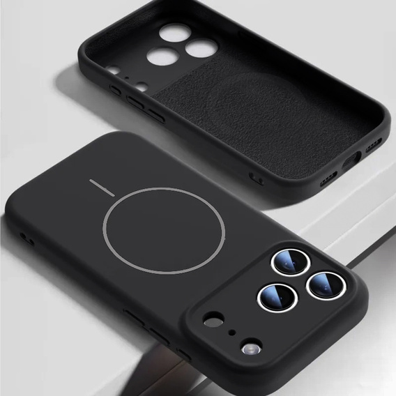 Θήκη σιλικόνης για iPhone 17 Pro Max, για MagSafe, αντικραδασμική, μαύρη