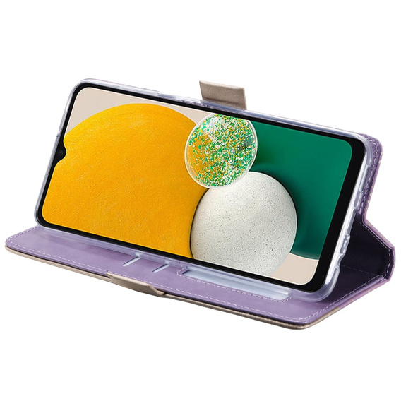 θήκη πτερύγιο για Samsung Galaxy A54 5G, Wallet Pocket Zipper Lace, μωβ