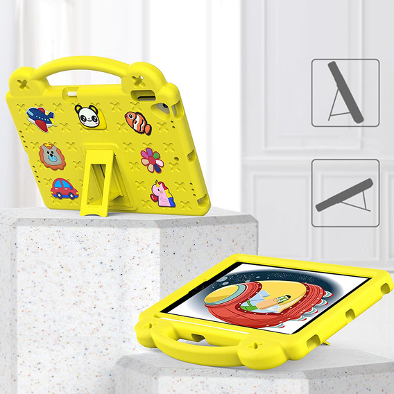 Παιδική θήκη για iPad 10.2" 2021/2020/2019 (9/8/7 gen.) / Air 10.5" 2019 (3 gen.), Cute Patterns, με βάση, κίτρινη