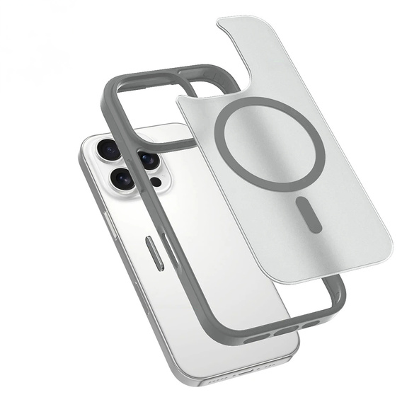 Θήκη ERBORD MagSafe για iPhone 16 Pro, Matte Case, ενεργό κουμπί, ματ / γκρι τιτάνιο