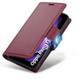Θήκη για Oppo Reno 13, ERBORD Glossy Litchi, πορτοφόλι με πτερύγιο, κόκκινη
