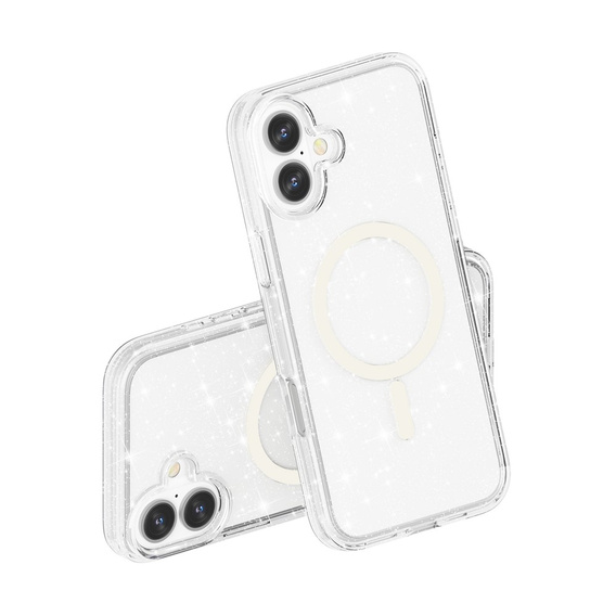 Θήκη για iPhone 17, για MagSafe, glitter, διάφανη