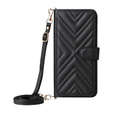 Θήκη με πτερύγιο για Xiaomi Redmi A5, Crossbody Leather Wallet, μαύρη