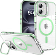 Θήκη για iPhone 17, για MagSafe, με βάση, διάφανη με πράσινα ένθετα