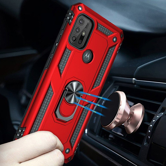 θωρακισμένη θήκη για Motorola Moto G10/G30, Nox Case Ring, κόκκινη