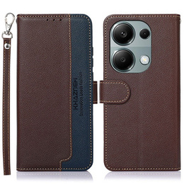 θήκη flip για το Xiaomi Redmi Note 13 Pro 4G / Xiaomi Redmi Note 14S / Xiaomi Poco M6 Pro 4G, KHAZNEH RFID, καφέ / μπλε