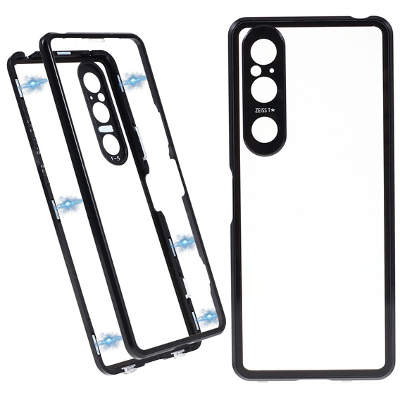 θήκη για το Sony Xperia 1 V, Magnetic Dual Glass, μαύρη