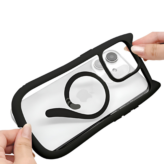 Θήκη για iPhone 11, για MagSafe, Cute Cat, μαύρη + Γυαλί οθόνης